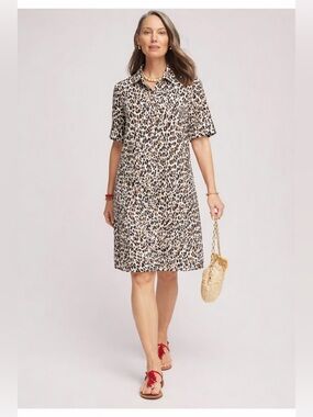 Chicos 100% Linen Shirt Dress Animal print - 2 pockets NWOT